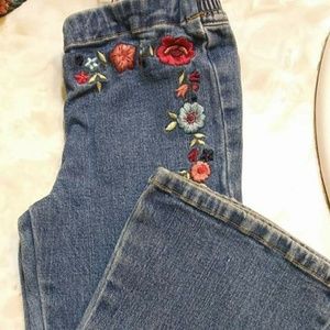 Floral Embroidery Detail Jeans